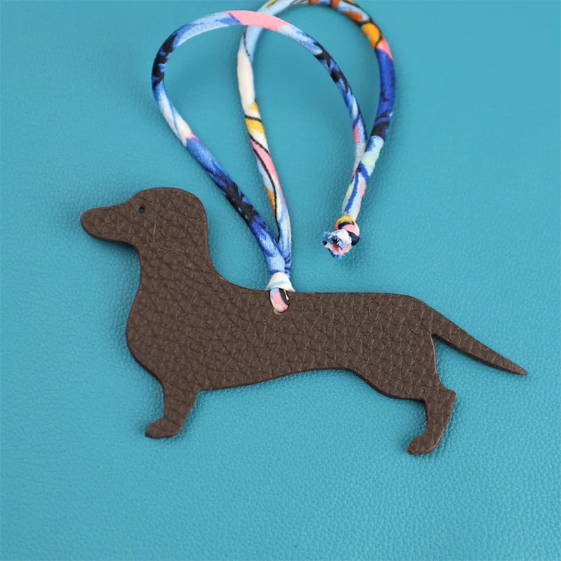 Handmade The Togo leather and Epsom Leather Phtit H Dachshund charm,Leather bag charm,Best leather charm for Brand bag