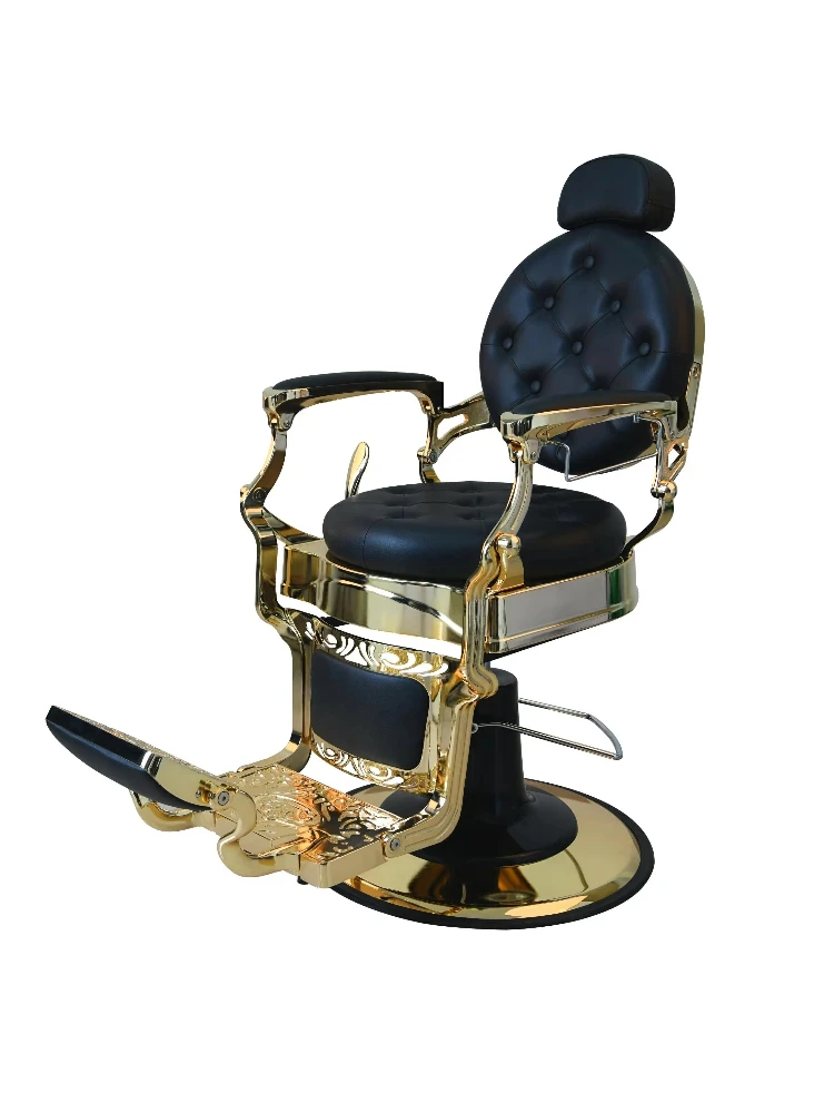 العتيقة الذهب الأسود صالون حلاقة خمر كرسي فاخر معدات الحلاقة كرسي الحلاق مع مسند الرأس