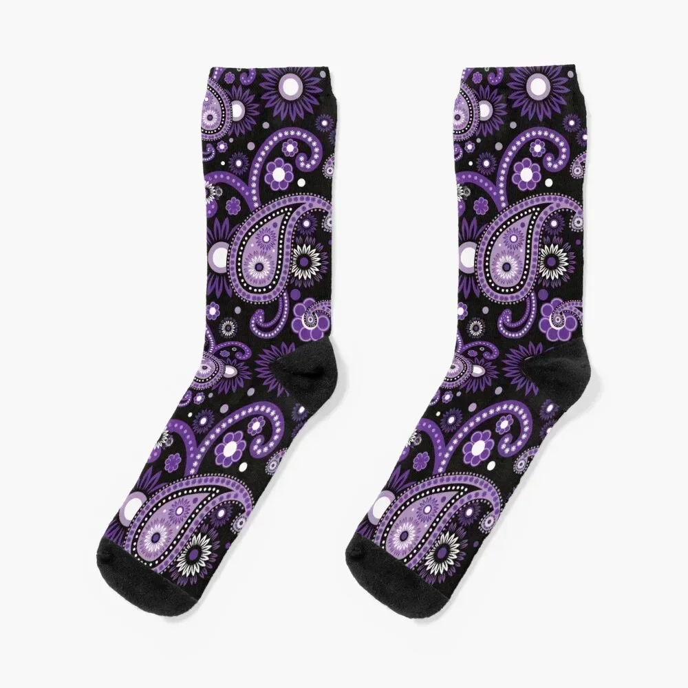 

Violet and purple paisley Socks happy gym soccer anti-slip Sports Luxury Woman Socks Men's