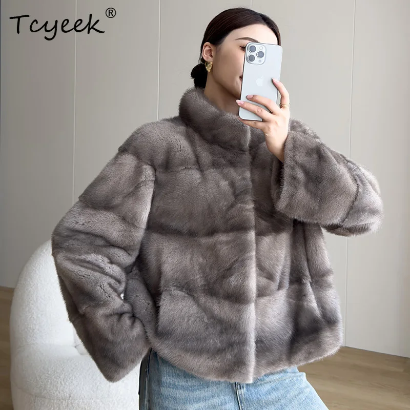 Tcyeek معطف الفرو الحقيقي الطبيعي للنساء 2025 معاطف فرو المنك الكامل جواكت شتوية دافئة ملابس فاخرة أنثى نمط جديد شوبانا Жеenca #1