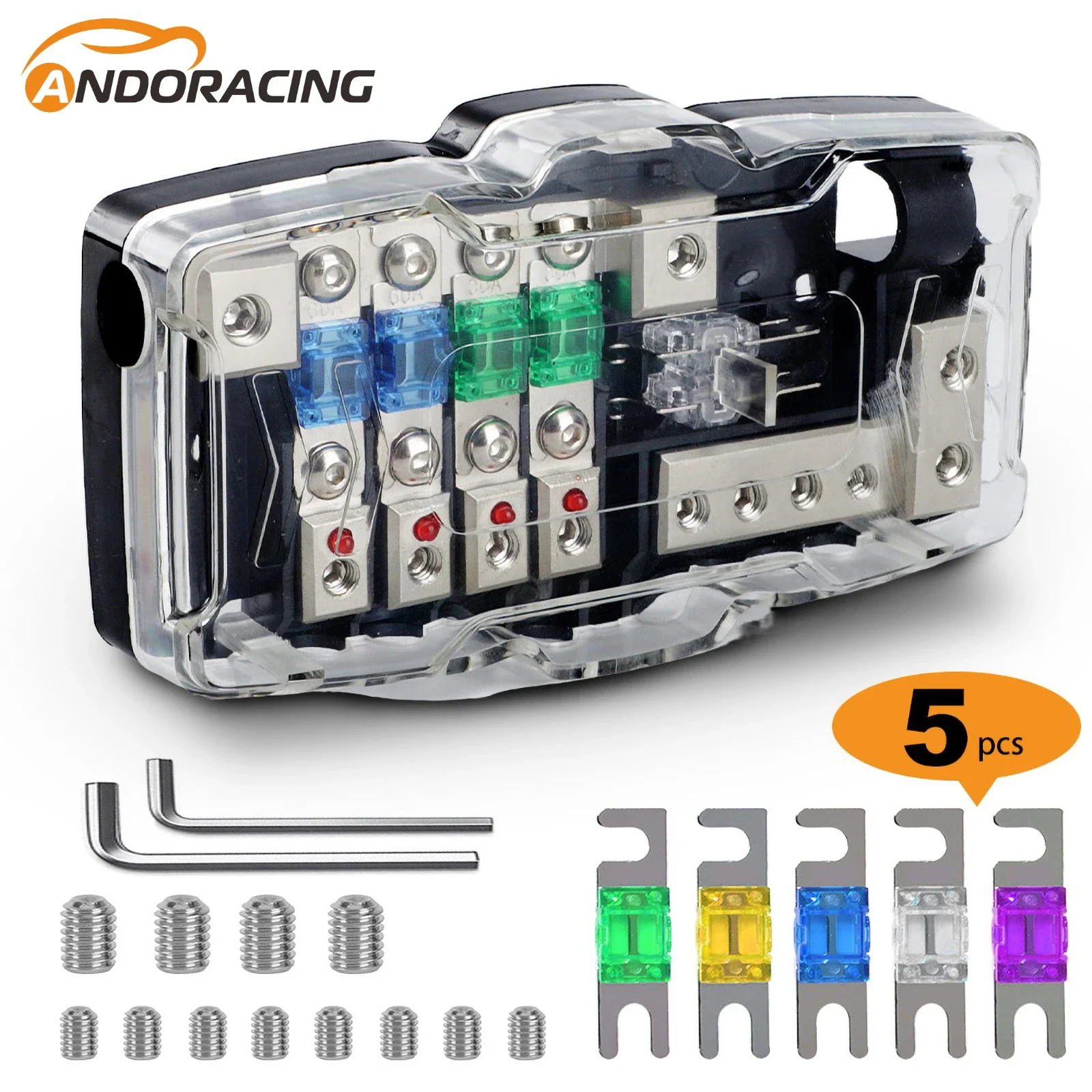 12V 24V 4 Ways 30A 60A 80A Fuse Holder Power Distribution Block Fusebox Fuse Power Fuse Holder Car Fuse for Boat RV Camper Truck