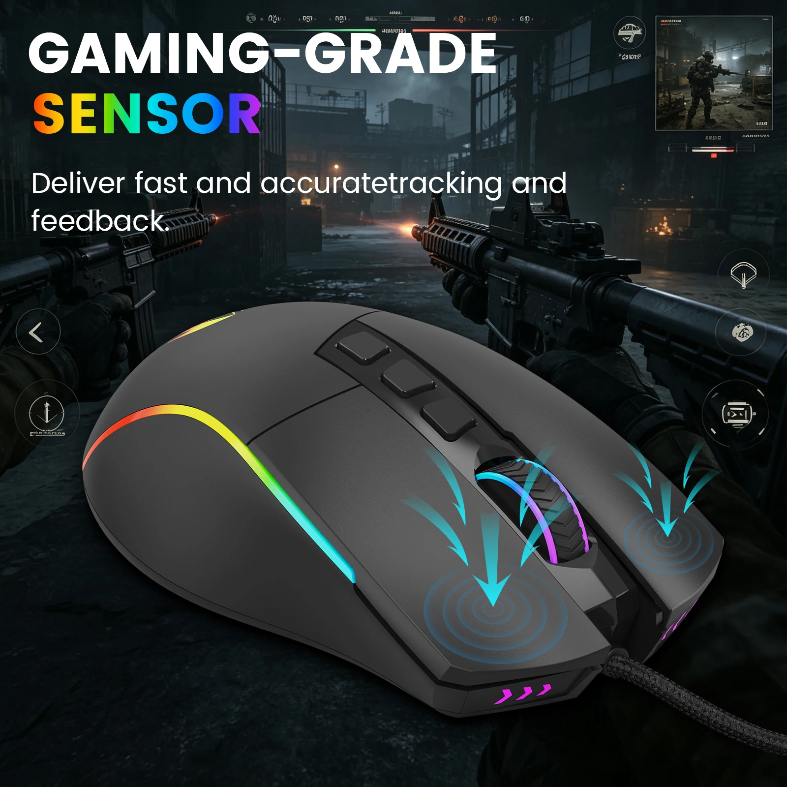 FocusOnPC M812 RGB Gaming Mous - Mouse Bungee Holder ulasan dan harga