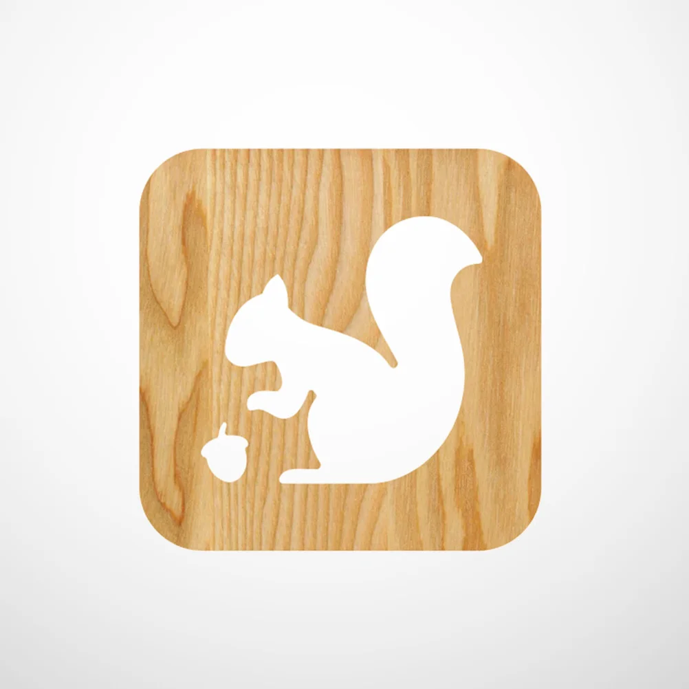 

3D Squirrel Night Light Carved Wooden LED Lights Small Bedroom Lamp Decorative Warm Yellow Light for Party Home Wedding