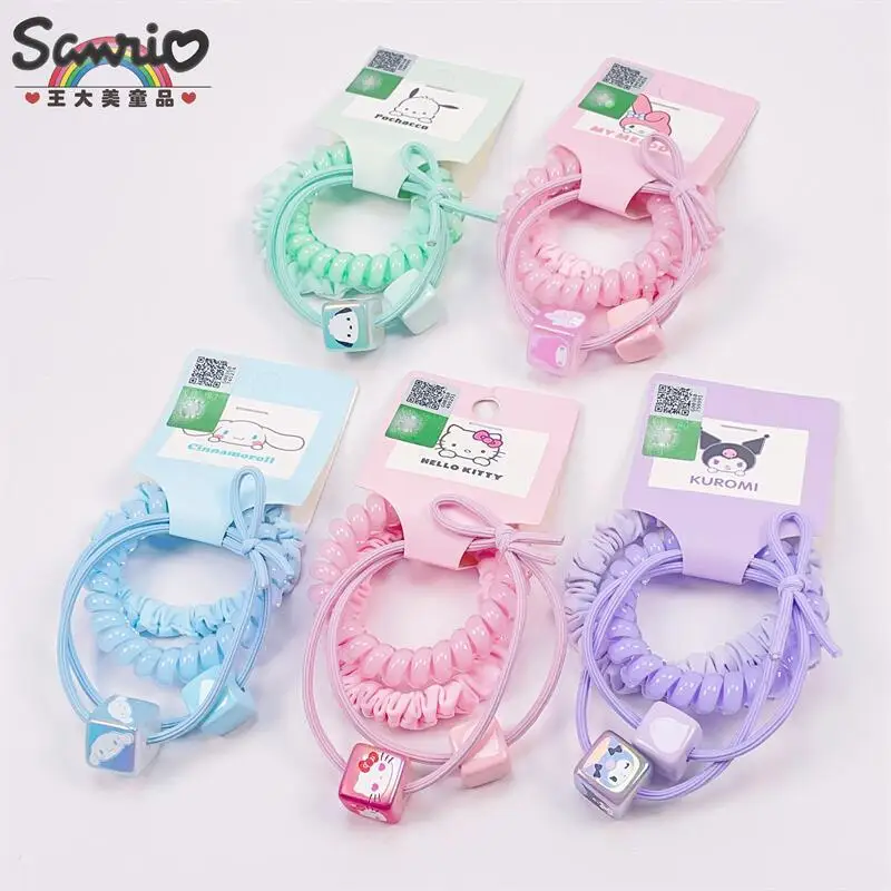 

New Sanrio Hair Tie Set Kawaii Anime Hellokitty Cinnamoroll Mymelody Kuromi Girly Elastic Rubber Band Hair Band Children Gift