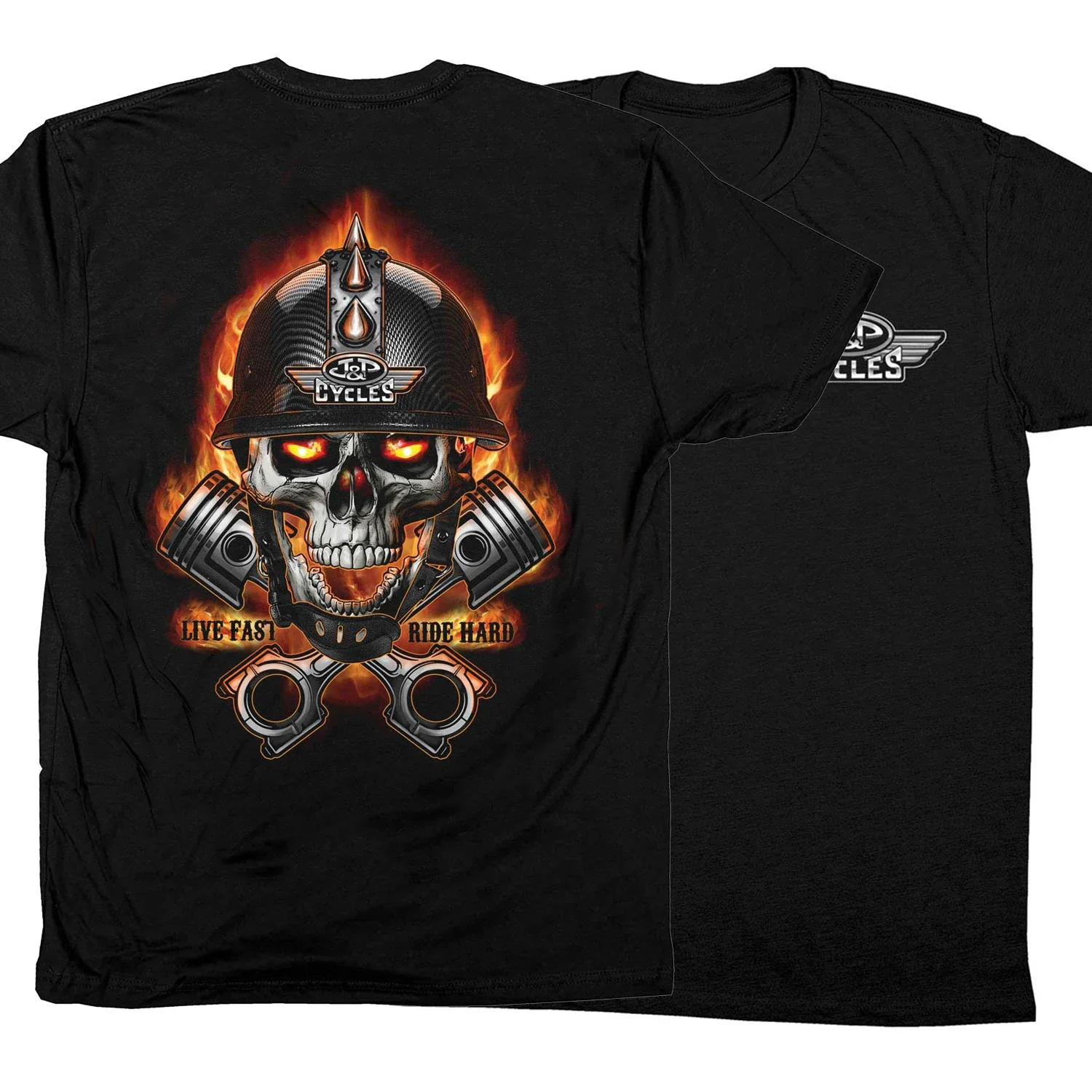 Live Fast, Ride Hard. Motorcycle Parts and Accessories Flame Skull T-Shirt. Summer Cotton O-Neck Short Sleeve Unisex T Shirt New