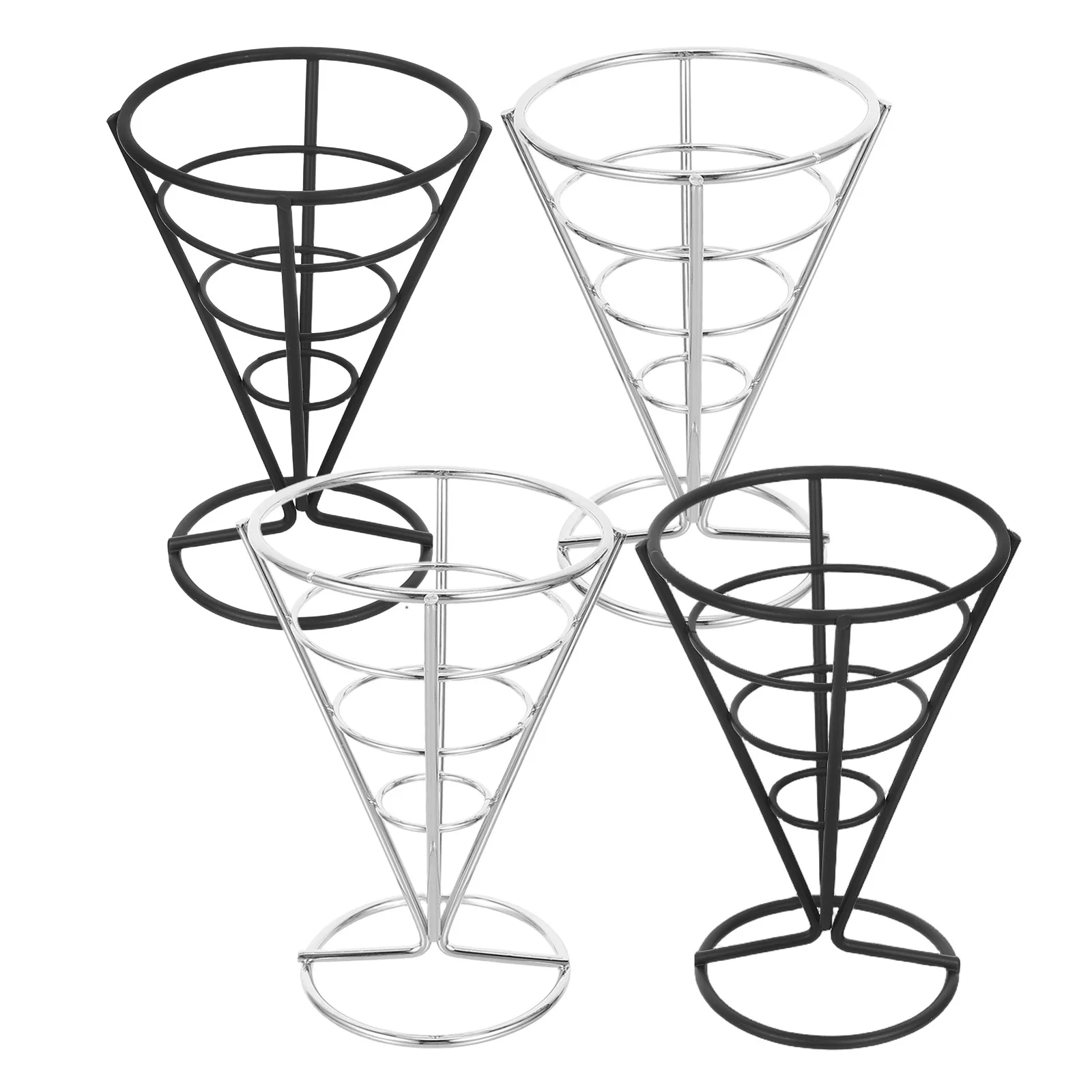 

4Pcs Iron Cone French Fry Holder Metal Snack Basket for Chips Appetizers Party Buffet Restaurant Kitchen Display Rack