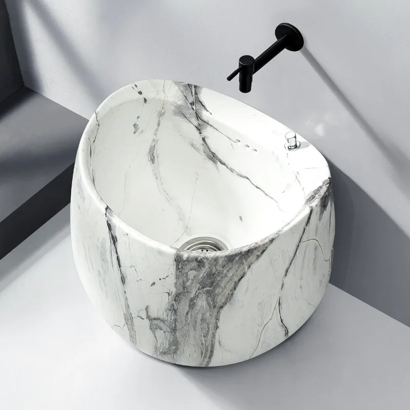 Egg marble slate pattern ceramic mop pool household balcony bathroom mop pool outdoor courtyard mop slot