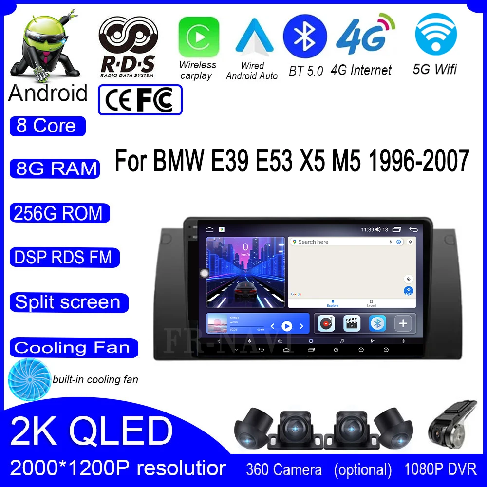 

DSP IPS Android 13 For BMW E39 E53 X5 M5 1996-2007 Car Radio Video 4G WIFI Carplay Navigation Multimedia