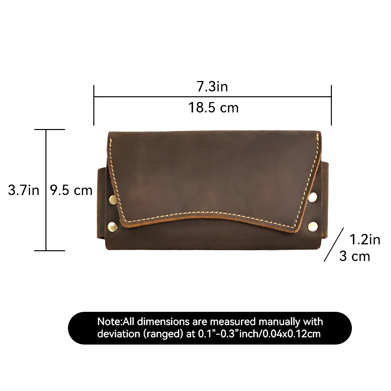 1pcRetro Genuine Leather Men\'s Waist Bag, Two ways to Wear, with a Leather Clip, Multifunctional Phone Bag, Zero Wallet