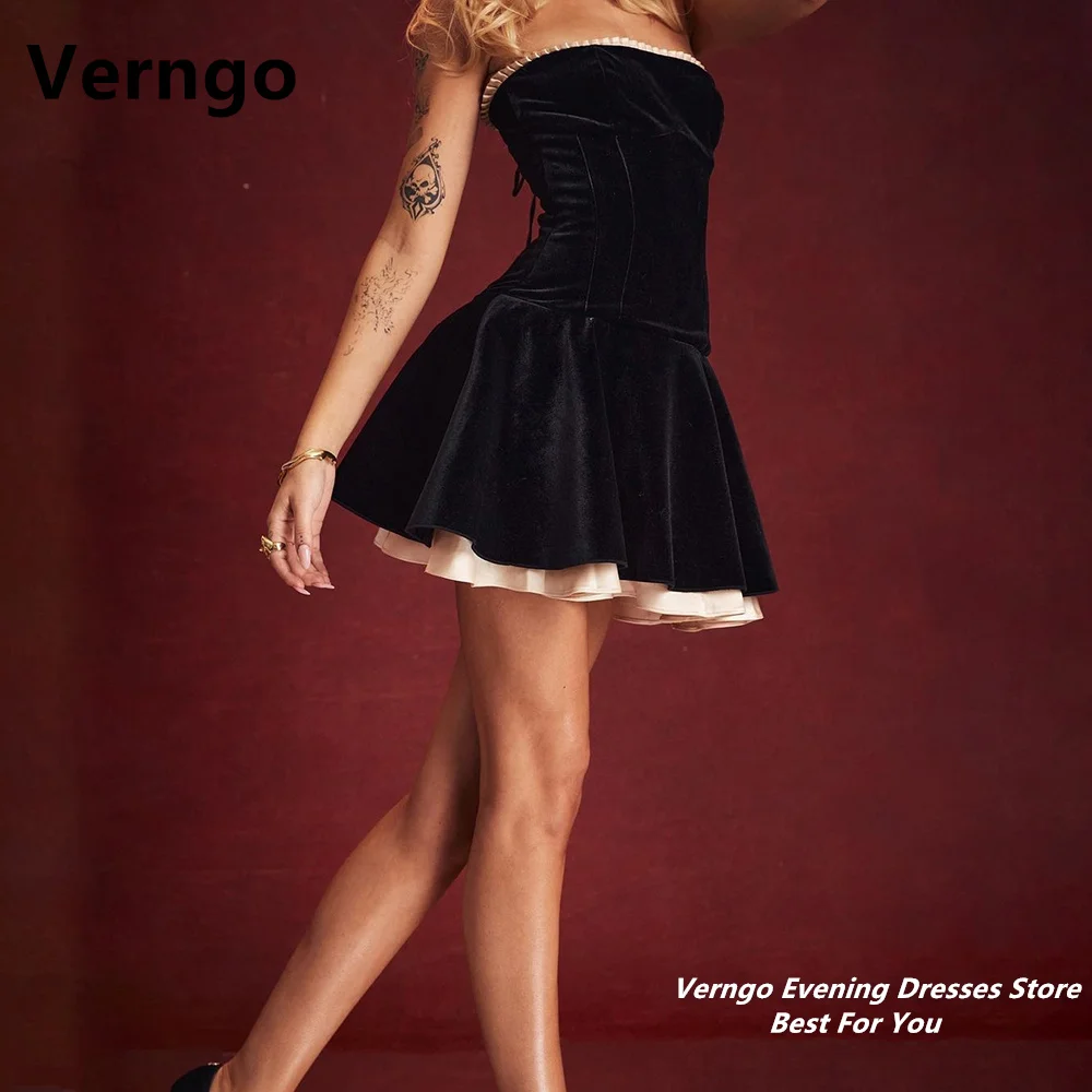 

Verngo Sleeveless Strapless Mini Party Dress A Line Bone Lace Up Dress For Formal Occasion Simple Dress For Black Girl