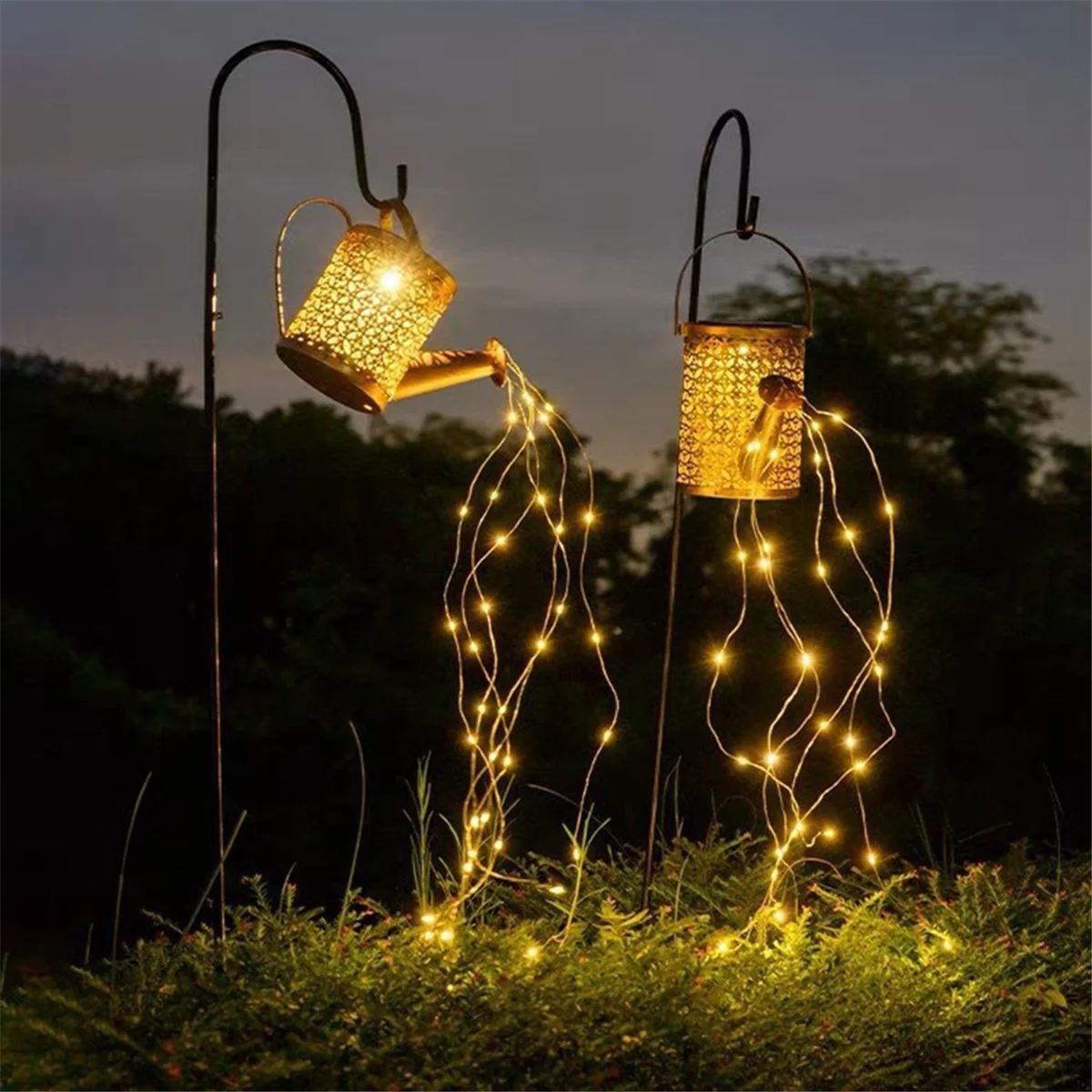 Solar Gieter Lights Vintage Metalen Ketel Light String Waterdichte LED Fairy Lights Solar Garden Outdoor Small
