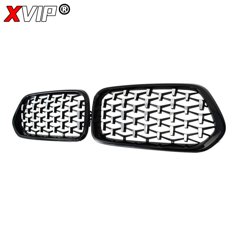 XVIP Chrome Diamonds Style Front Bumper Grilles For BMW X2 F39 2018-2021 Shiny Black Single And Double Line Style Racing Grills