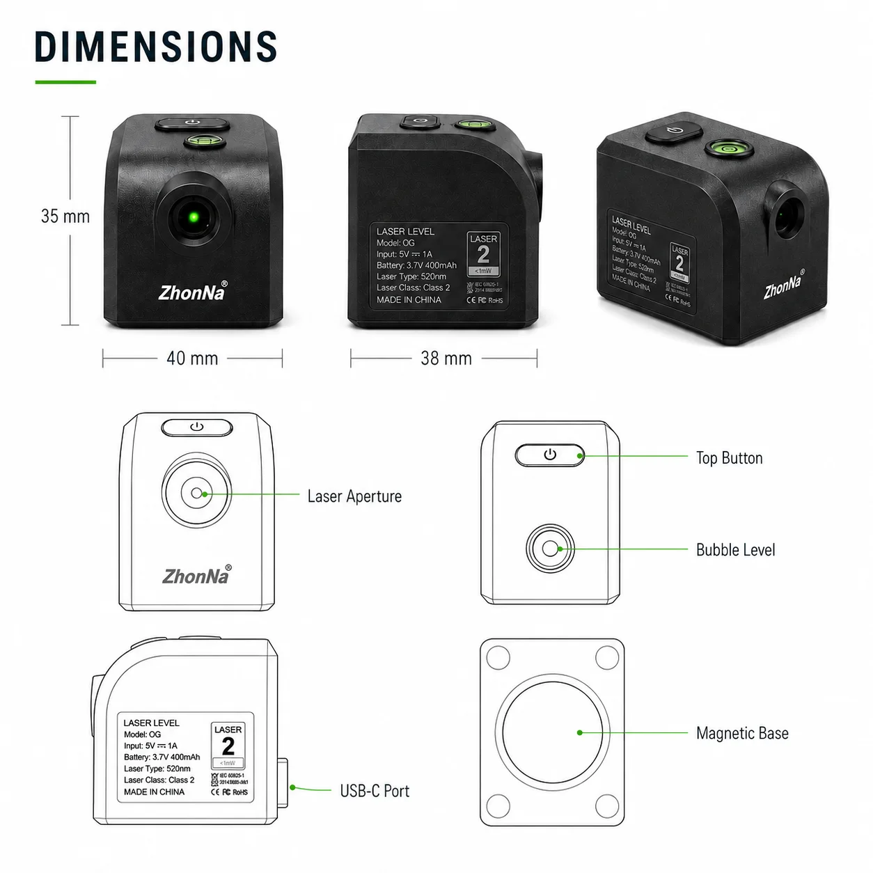 مستوى ليزر صغير أخضر/أحمر لمحا - مراجعة Laser Level Rechargeable Usb وسعره