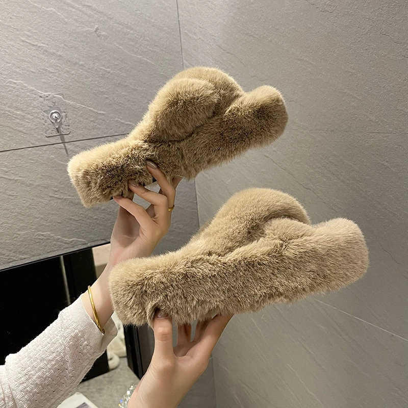 Ladies Elevated Thick Platform Cotton Slippers Thermal Lining Shock Absorb Rubber Sole Bedroom Daily Rest Shoes