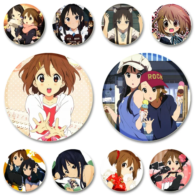 Kotobuki Tsumugi Hirasawa Yui Akiyama Mio Tainaka Ritsu Cartoon Badge Comic Brooch Pins for Clothes Backpack Jewelry Accessories