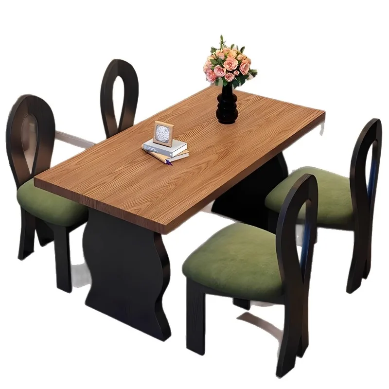 

French medieval solid wood dining table rectangular desktop home light luxury