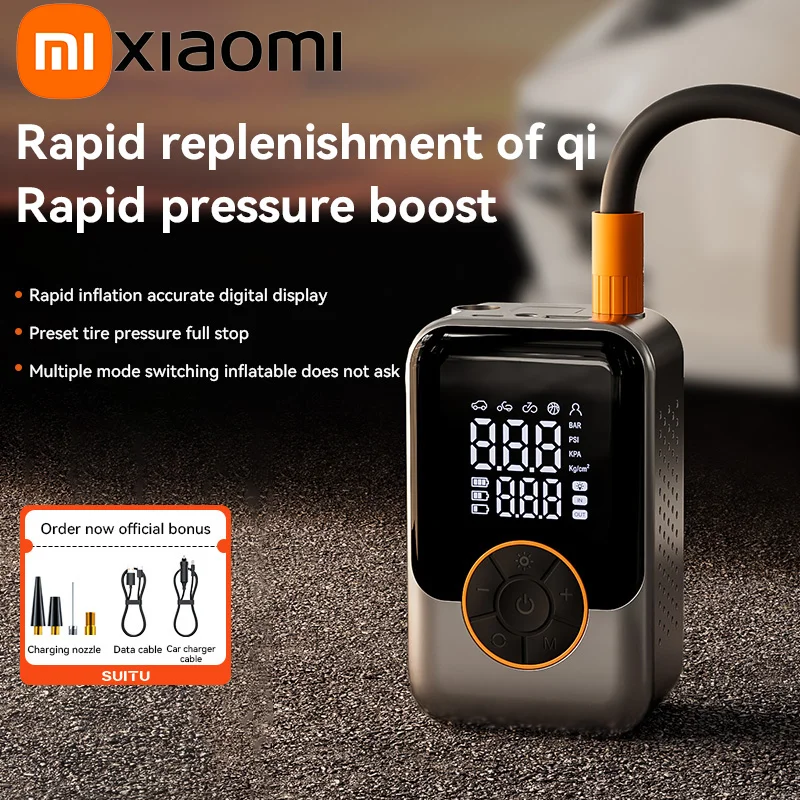 

Портативный автомобильный беспроводной воздушный насос Xiaomi высокого давления для быстрой зарядки, беспроводной цифровой дисплей, внешний аккумулятор и для освещения