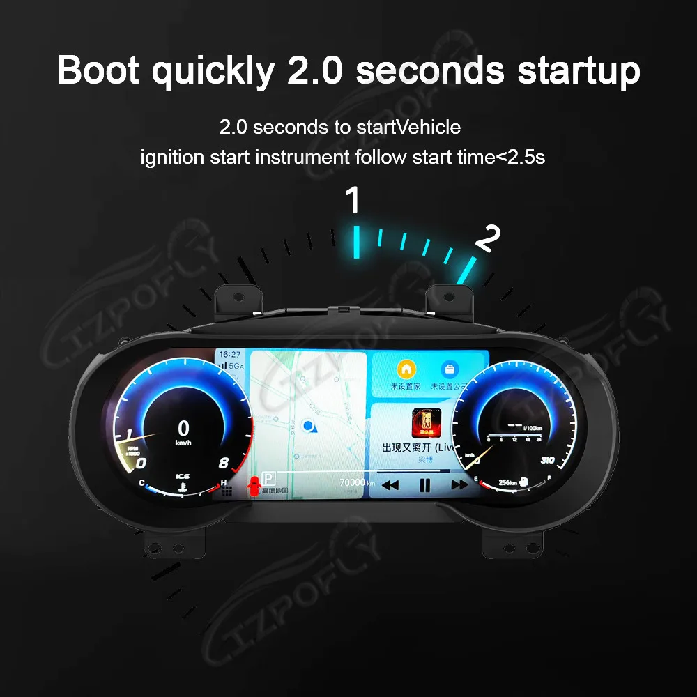 

Для Maserati Levante 2016-2023 виртуальный измеритель скорости кабины автомобильный ЖК-дисплей приборной панели с цифровым кластером Carplay