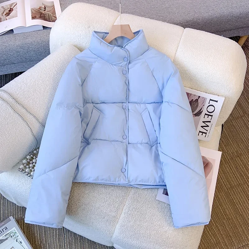 2023 New Women's Winter Coat Stand Collar Puffy Cotton Padded Jackets Thicken Warm Parkas Coats Female Cardigan Outerwear