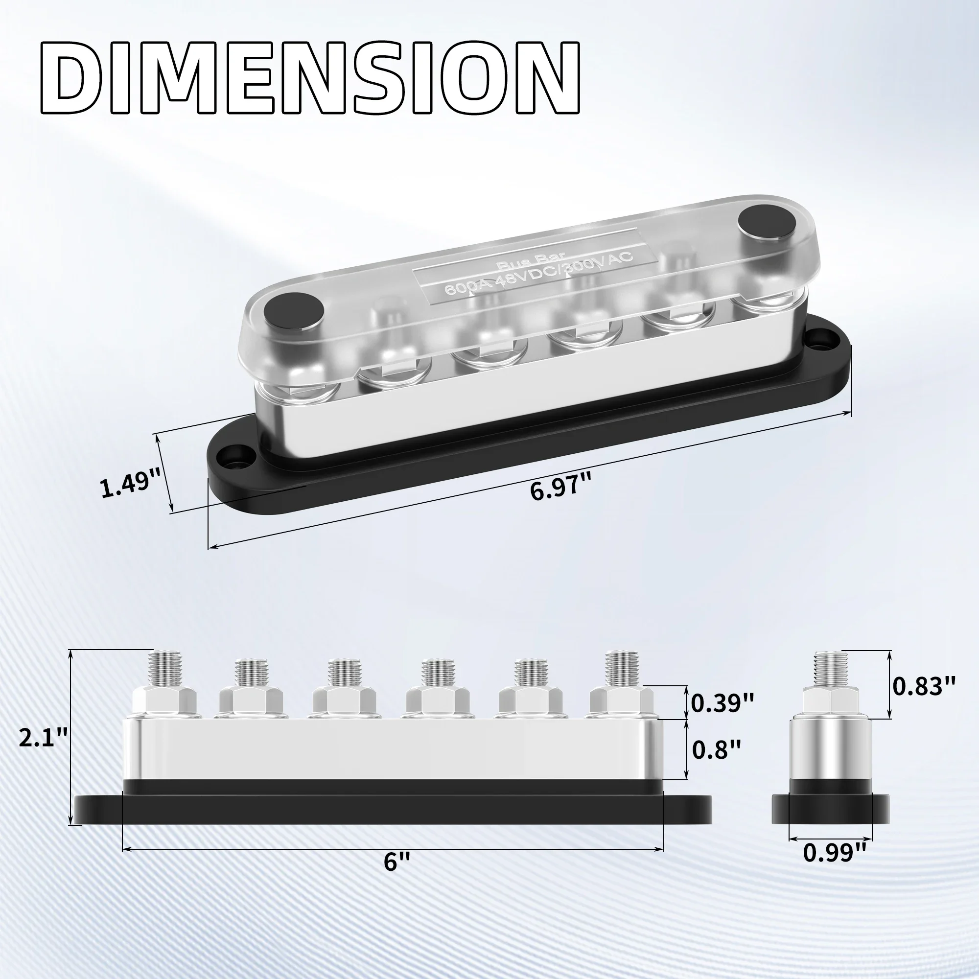 High Current 600A Copper Busbar Tinned 6x3/8