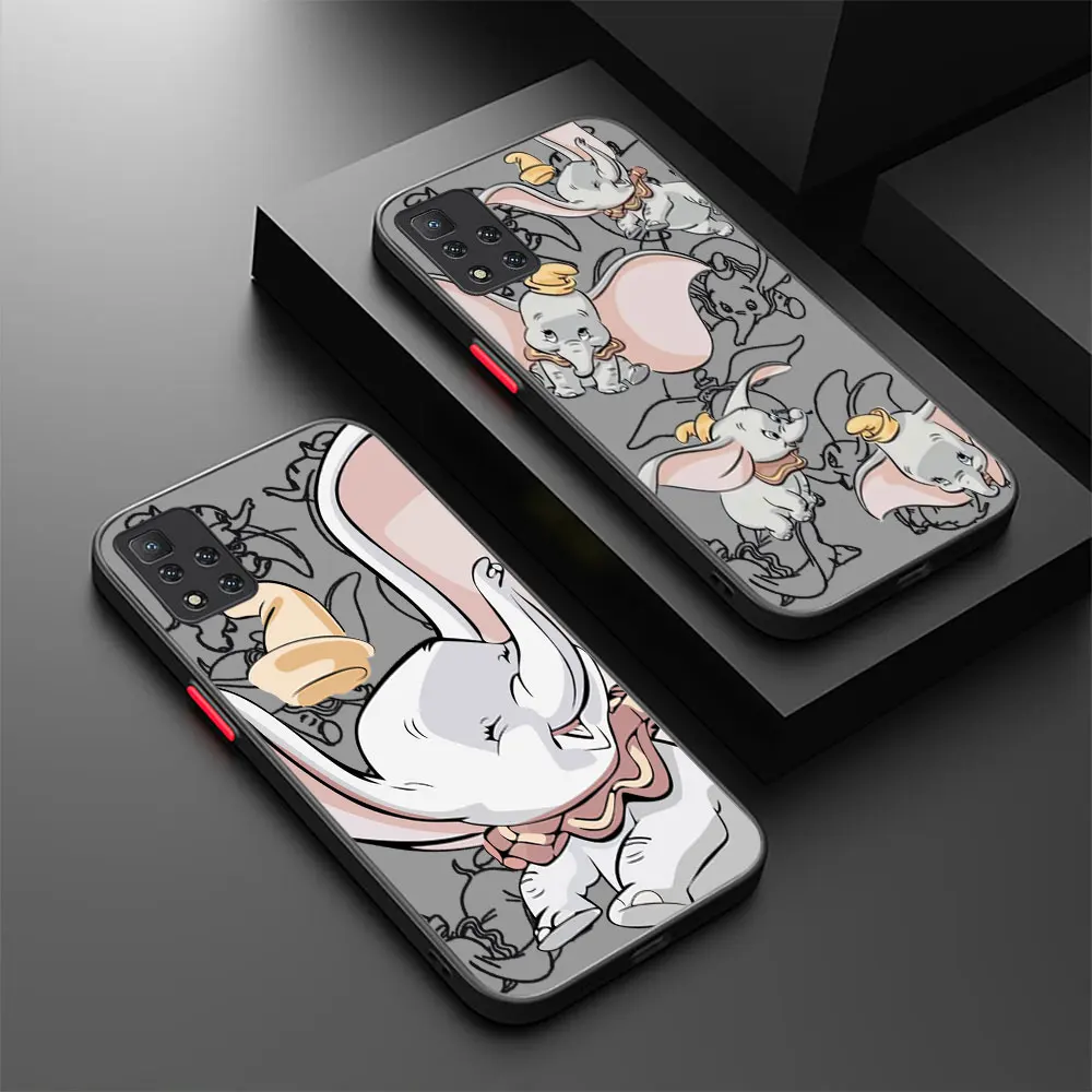 Disney Dumbo Cute Elephant Phone Case For Redmi Note 13 12 ProPlus 12S 11 11S 11T 10 10S 9 9S 9T 8 7 S Pro Max 4G 5G Matte Cover