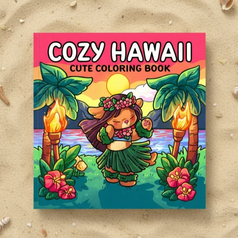 Adult Coloring Book for Relaxation Stress Relief Christmas Thanksgiving Cozy Hawaii 42 Pages Art Drawing Gift Supplies