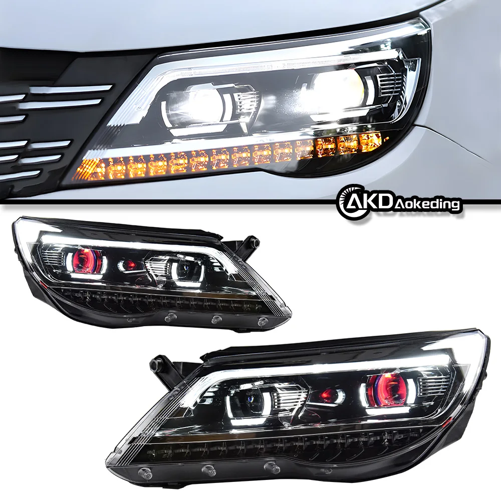 Car Lights For VW Tiguan Headlight Projector Lens 2007-2012 Dynamic Signal Head Lamp LED Headlights Drl Automotive Accessory