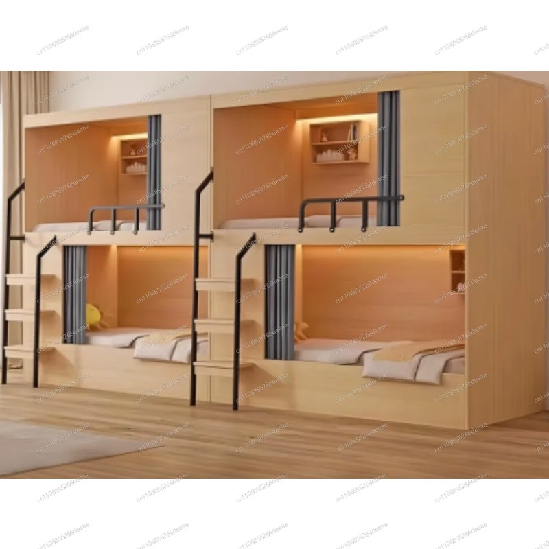 Cama litera tipo cápsula espacial para hostales juveniles, camas superiores e inferiores para dormitorios de estudiantes y personal, camas altas y bajas para hoteles, cama litera para eSports.
