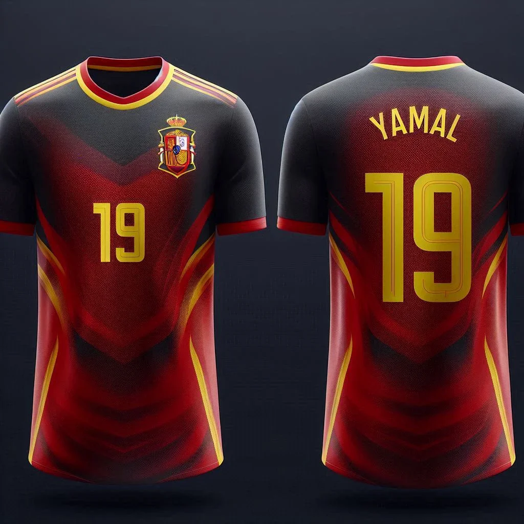 2024 Spain Jersey Yamal Football Training Jersey 3D Printing Quick Drying Team Large Size Children's Boy's Clothing Top Shirts