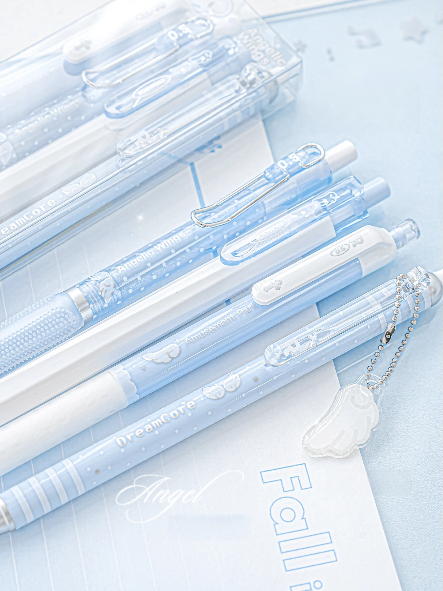 Angelic Series Pearl Angel Wings Gelstifte, süßer Engel, 4er-Pack, sanft schreibende 0,5-mm-Kugelschreiber, Tintenroller, schwarze Tinte, A3138 – Detail 7