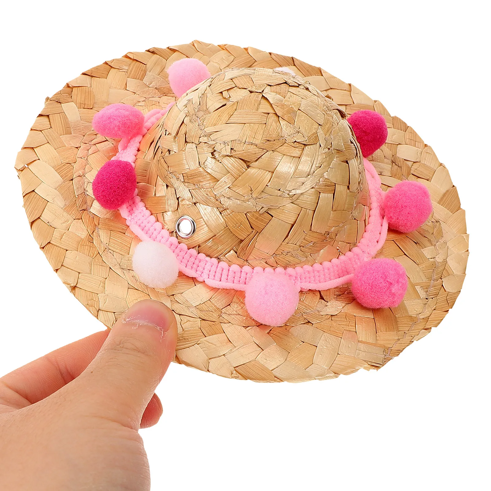 

1 Set Straw Summer Sun Birthday Party Woven Cap Costume Bandana Set Party Favor Dog Accessories Small Supplies Headgear Pet