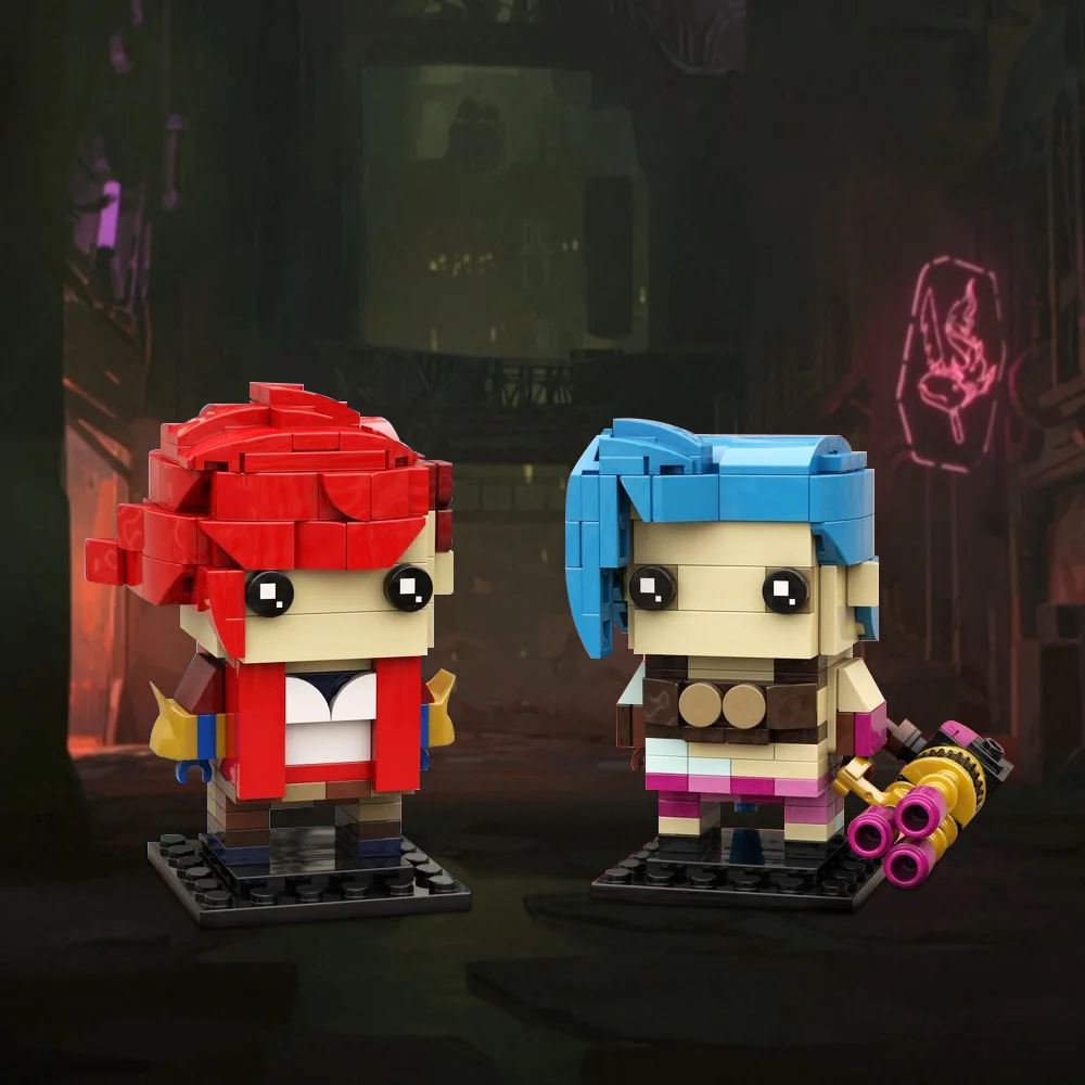 MOC Heroes เกม Jinx Vi Arcanes BrickHeadzs Building Blocks รุ่น Arcane Caitlyn ตัวอักษรอิฐประกอบของเล่นเด็กของขวัญ