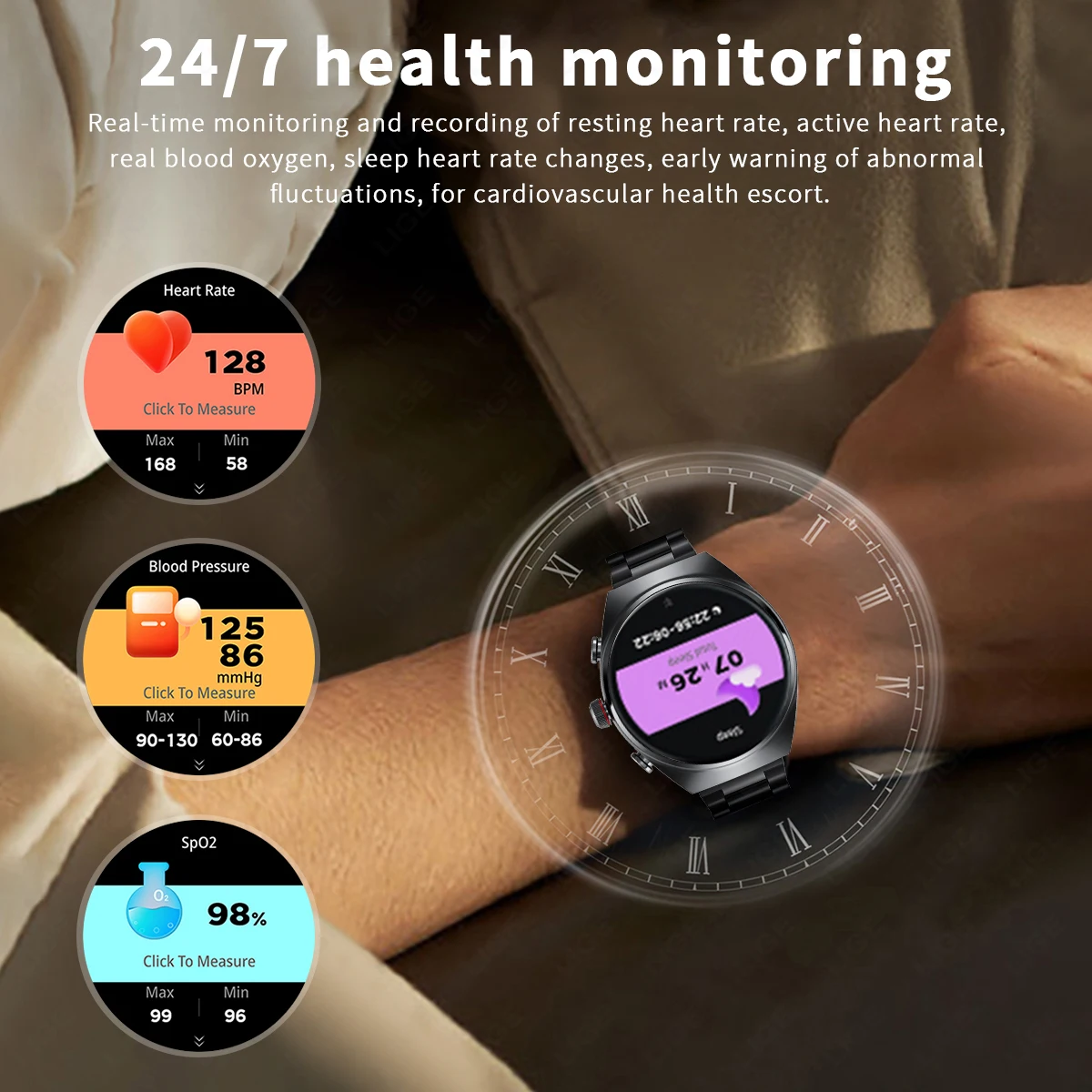 LIGE 2 In 1 TWS Earphones Smart Watch Waterproof Wireless Bluetooth Headset Call Health Blood Pressure Sports Music Smartwatch