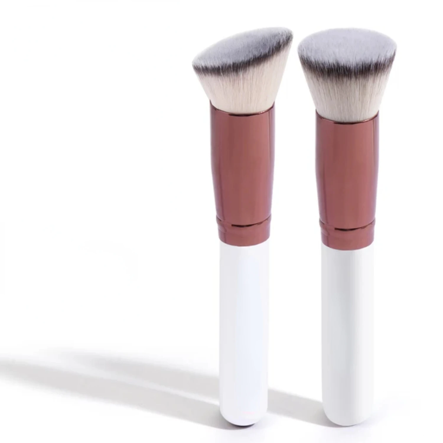 2PCS Foundation Makeup Brush Set Flat Angled Kabuki Powder Blush Brush  Liquid Soft Bristles Cosmetic Makeup Tools