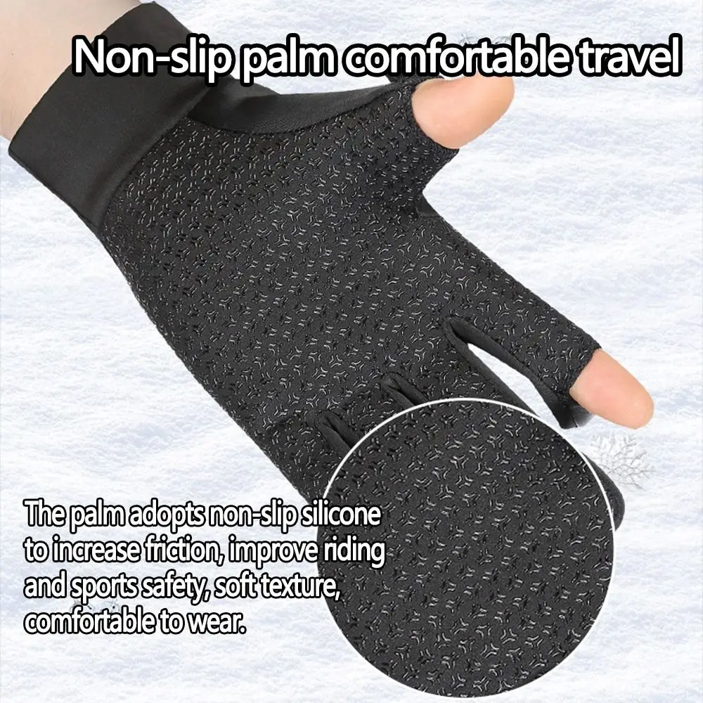 Anti-Slip Winter Cycling Gloves Double Layer Thicken Fleece Thermal Snow Gloves Windproof Lightweight Touchscreen Gloves