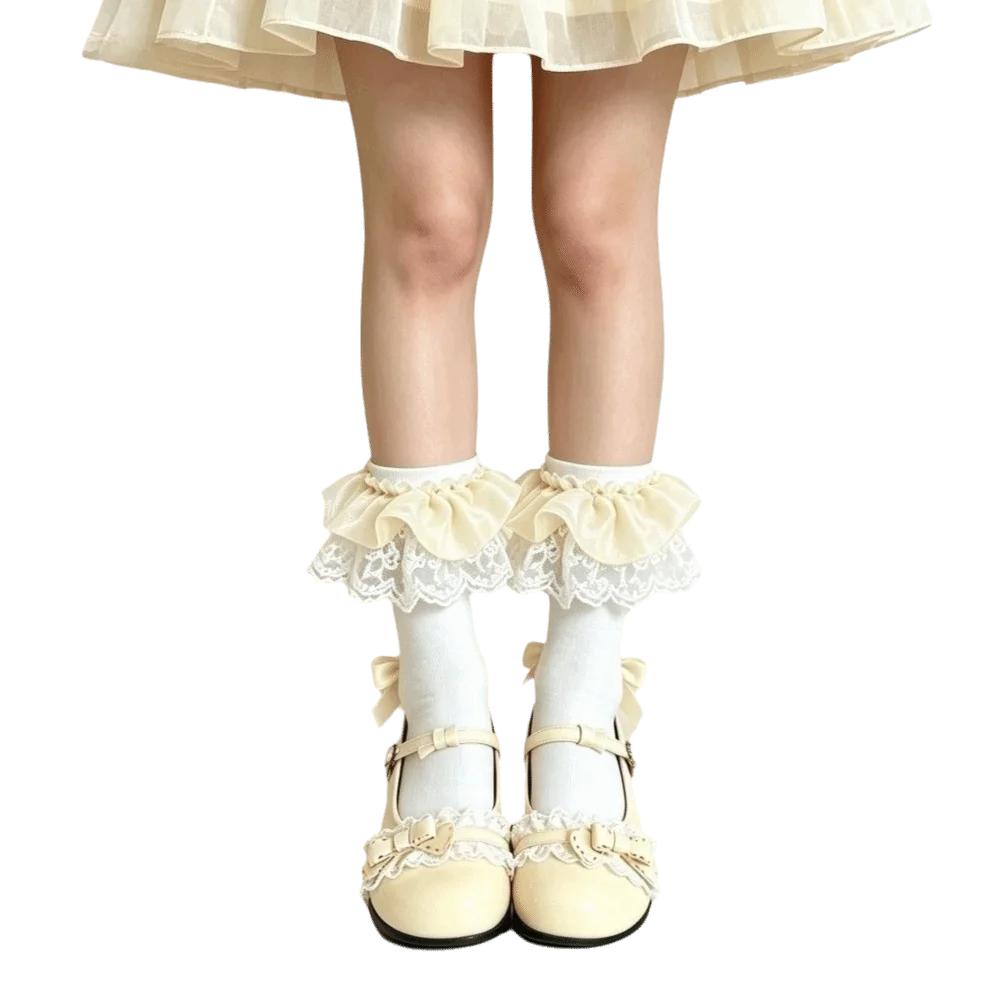 Cute Tube Lace Socks Lolita JK Ruffle Women's Mid-calf Socks Cotton Lolita Socks Students