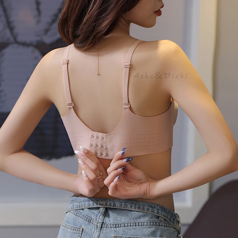 Energy Stone Women Underwear Gathered Wireless No Trace Side Ratio Adjustable Straps Breathable Holes sexy lingerie Woman Bra