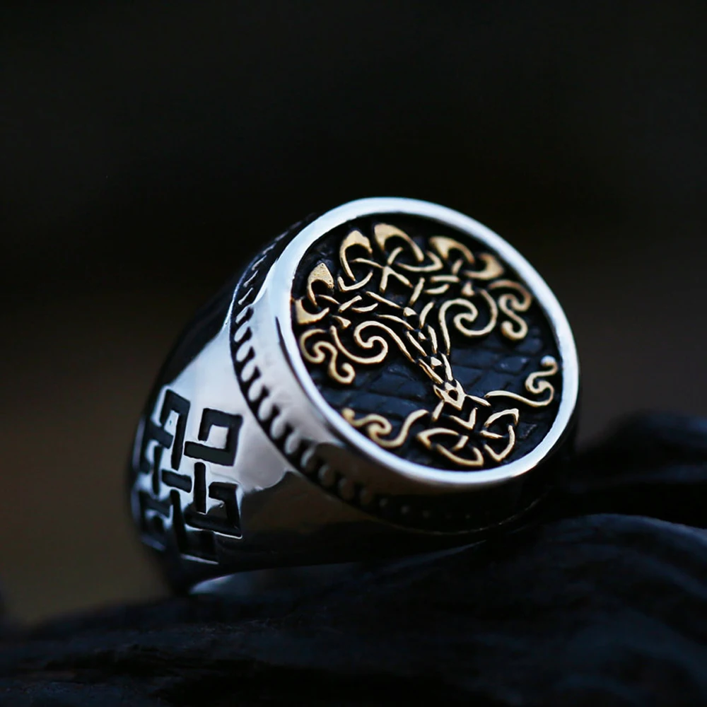 Multi-Style Norse Yggdrasil Viking Tree of Life Rings Men Retro Odin Celtic Stainless Steel Viking Ring Amulet Jewelry Wholesale