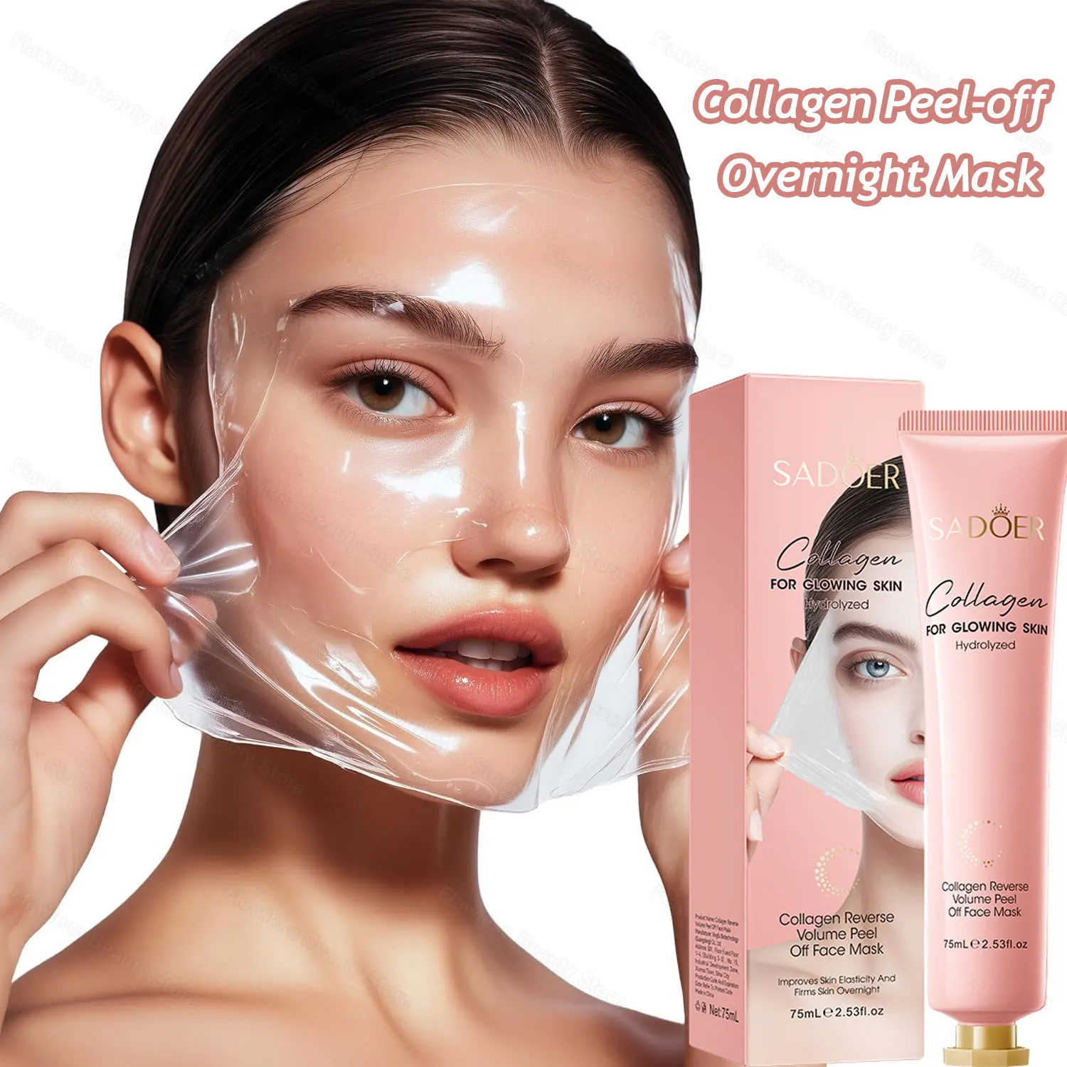 

Collagen Overnight Peel-Off Mask Instant Lift Firming Remove Wrinkle Anti Aging Moisturizing Brightening Tightens Skin Care 75ml