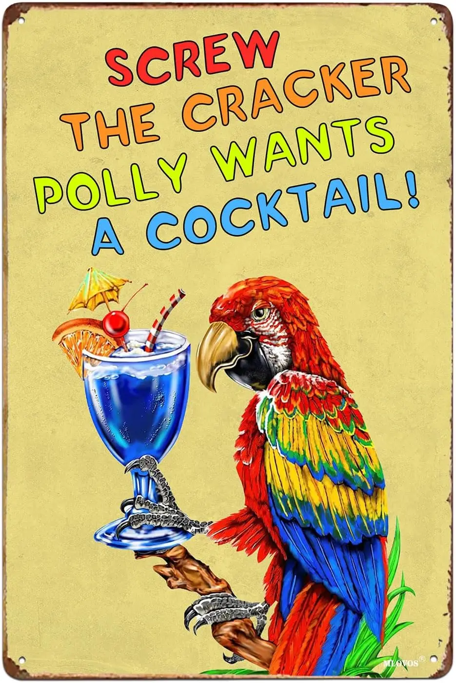Metal Tin Sign Screw the Cracker Polly Wants a Cocktail Tin Sign Vintage Rustic Decor Cave Coffee Shop Bar Bedroom Home Wall Dec