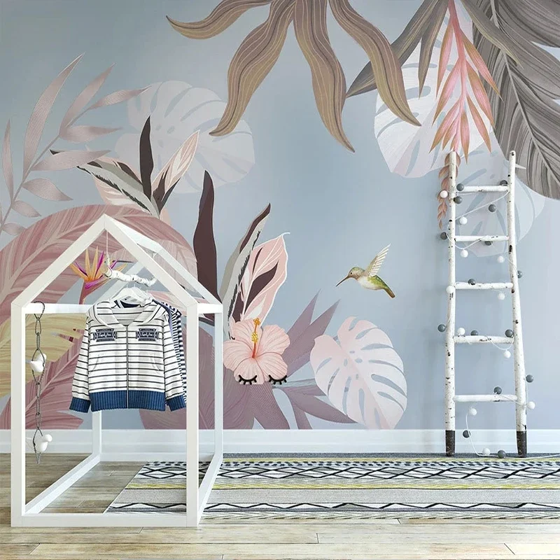 

Custom Modern Nordic Hand-painted Abstract Tropical Plants Art Backdrop Mural Living Room Bedroom Sofa Home Decor 3D Wallpaper