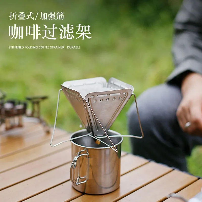 Stainless Steel Coffee Filter Cup Portable Pour Over Dripper with Stand for Camping