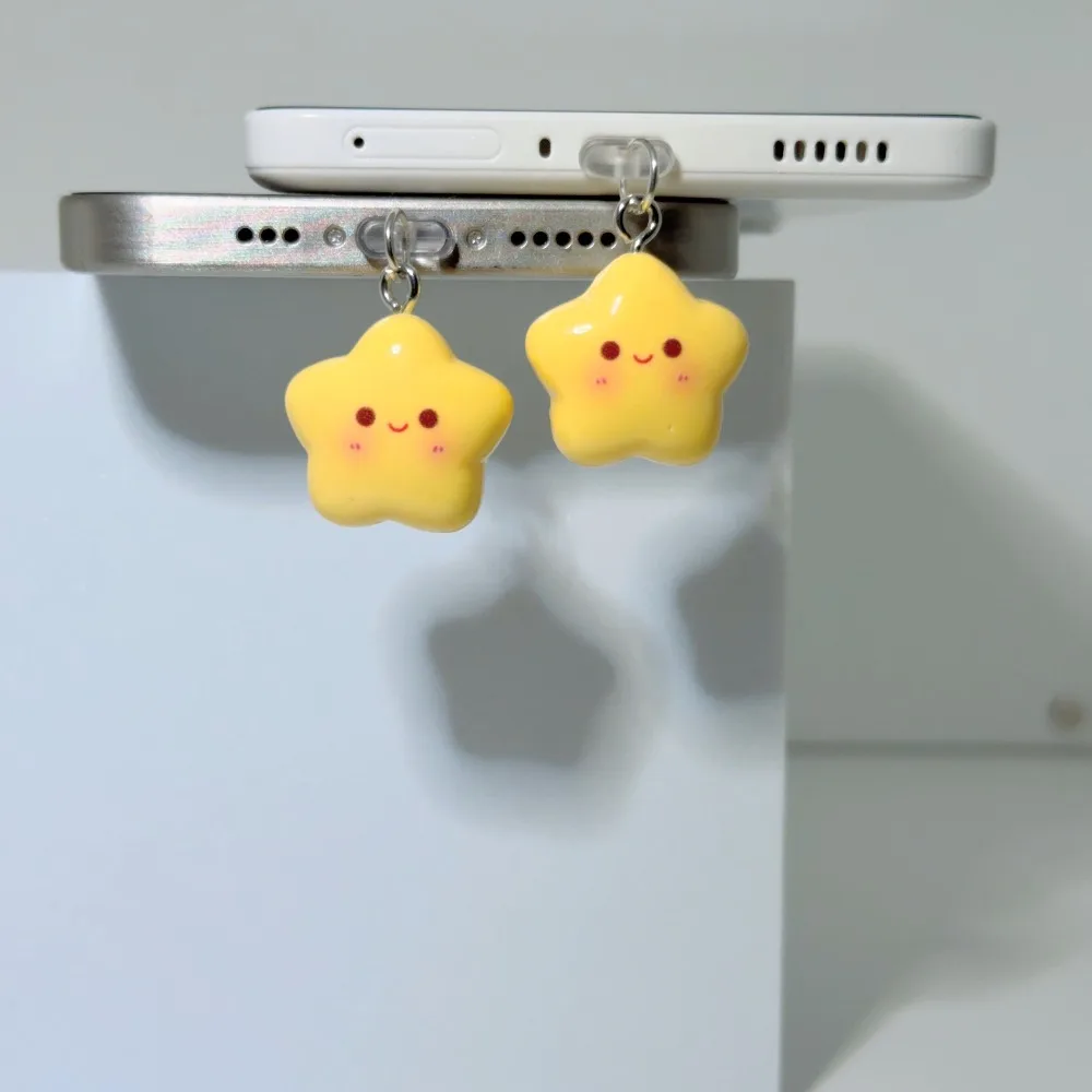 

Милый желтый пылезащитный шнурок-подвеска для iPhone с эффектом звездной пыли, двойного назначения, мини-аксессуар для телефона, DIY-аксессуары