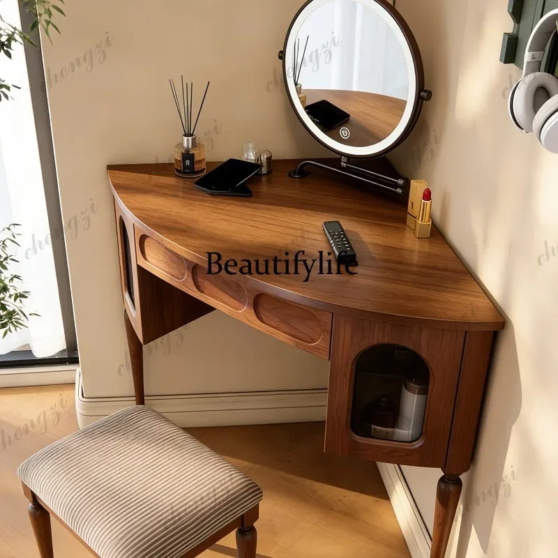 M07 New Chinese style solid wood corner dresser storage table bedroom makeup table corner cabinet writing table