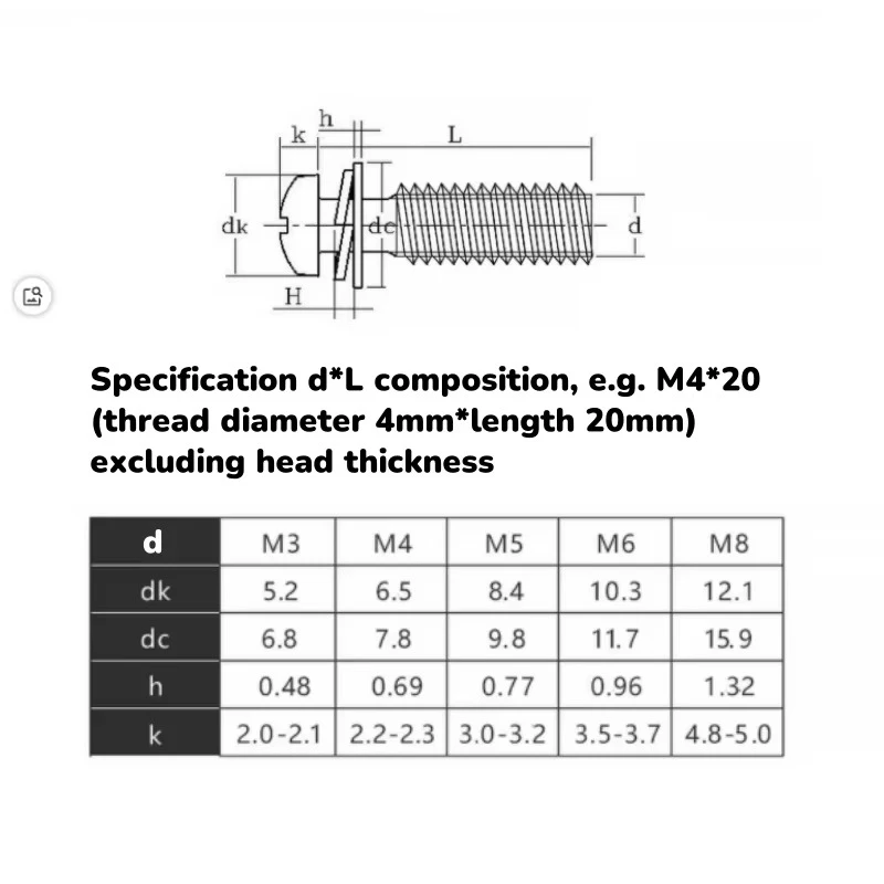 الكربون الصلب اللون المجلفن فيليبس الصليب جولة رئيس شقة الربيع غسالة ثلاثة مزيج مسامير M3 M4 M5 M6 M8 #2