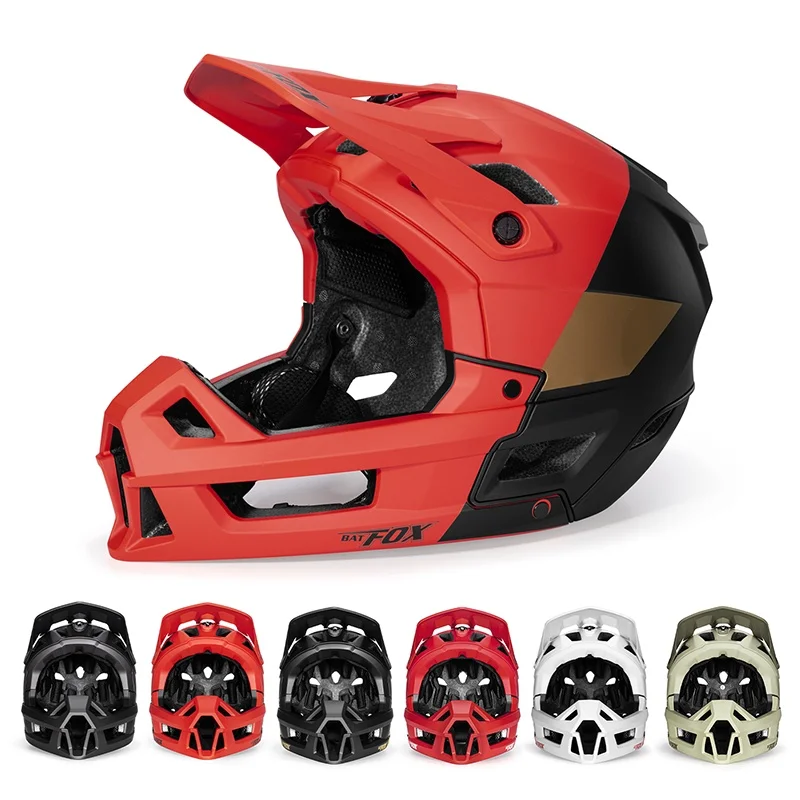 

BATFOX Full Face Mountain Bike Helmet Men Women Downhill Anti-Impact Off-road Reinforced Shell Shockproof MTB Bicycle Safe Gear