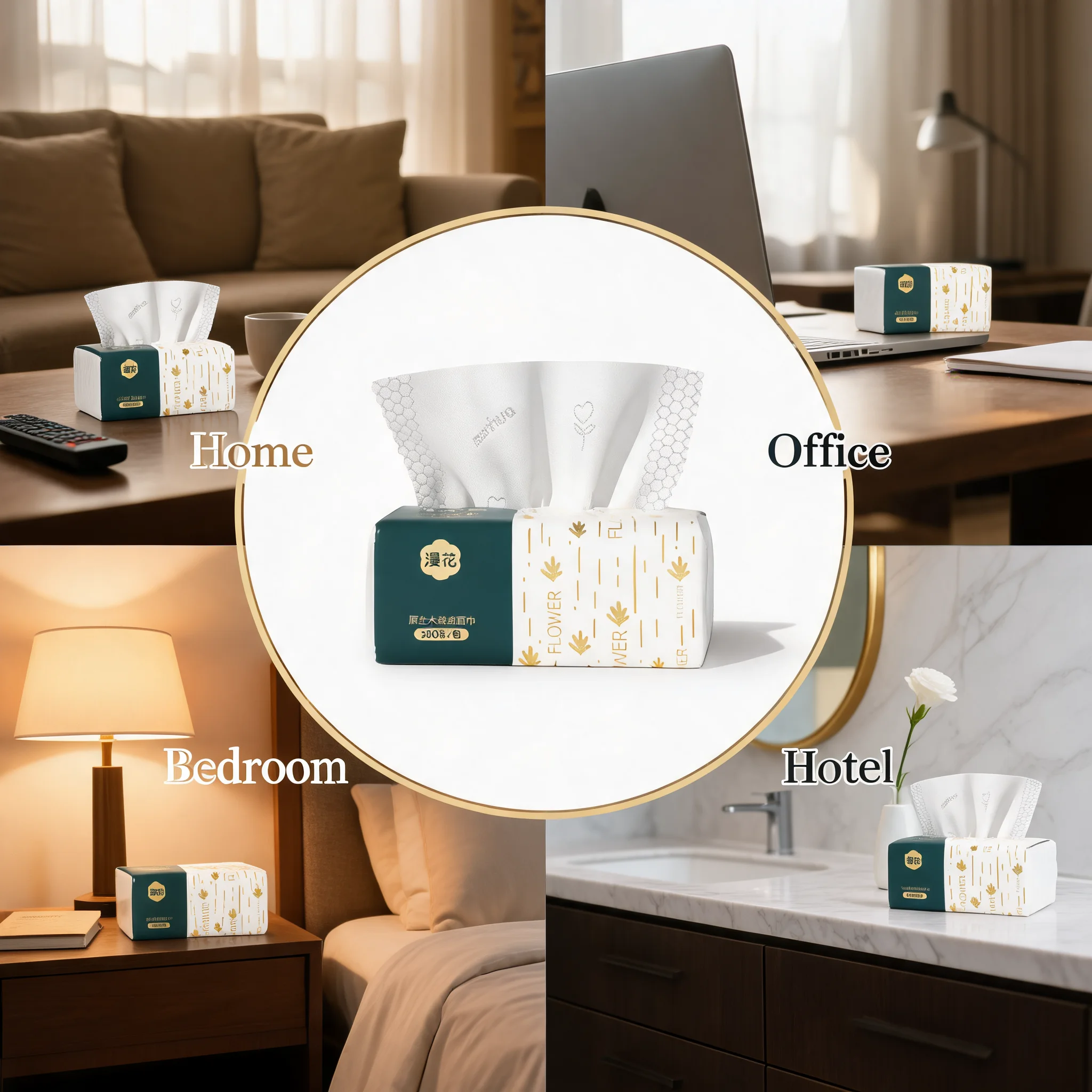 4/12/24Bulk Pack Paper Towels 4-Ply Soft Strong No Fluorescent Virgin Wooden Pulp Facial Tissue Bathroom Office Daily Napkins