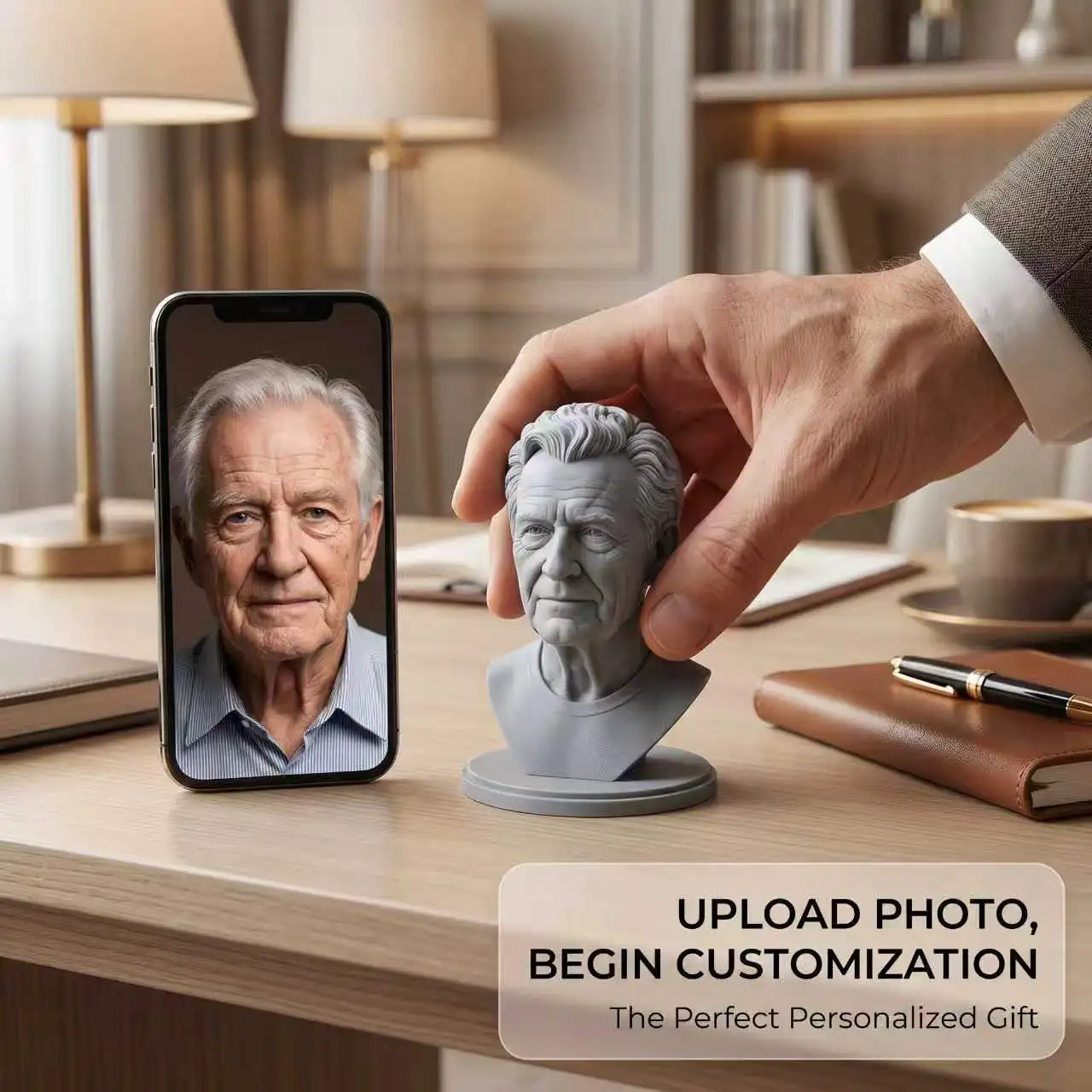 

Custom 3D Head Bust Portrait - Personalized From Your Photo, 3D Printed Custom Head Sculpture, Unique Memorial & Gift