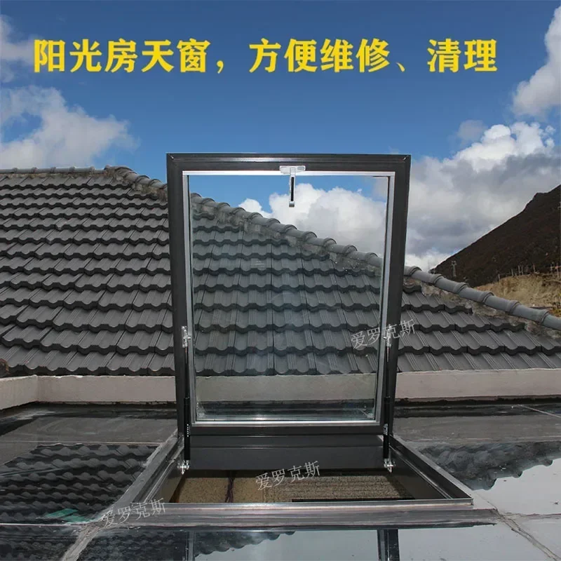 Sun room glass room maintenance upper manhole flat roof aluminum alloy inclined roof skylight transformation