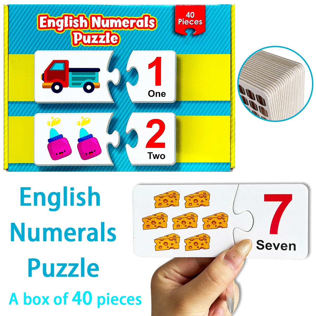 

English number word puzzle gift box, children's early enlightenment education learning puzzle, to enhance learning interest